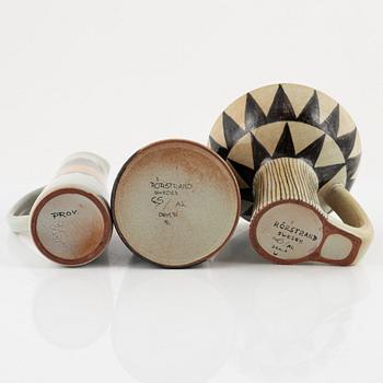 Carl-Harry Stålhane & Aune Laukkanen, a vase, a jug and a box with cover, 'Torro'-faience, Rörstrand.