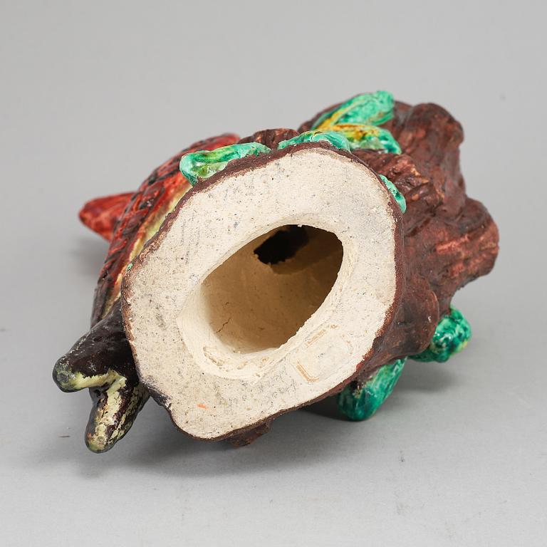 GUNNAR NYLUND, a stoneware sculpture of a woodpecker, Rörstrand, Sweden 1930-40's.