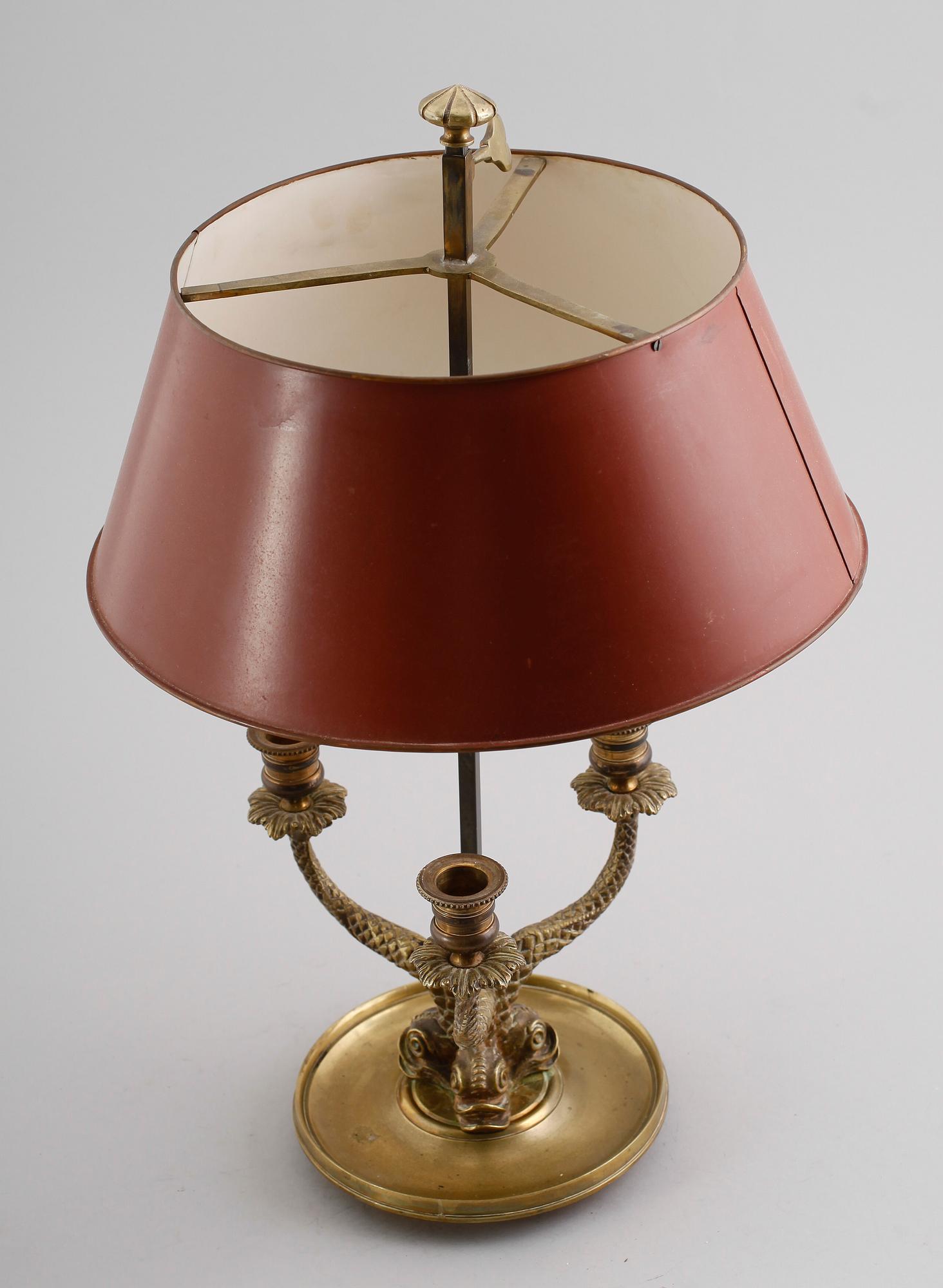 BOUILOTTELAMPA, mässing, empirestil, 1900-talets första hälft.