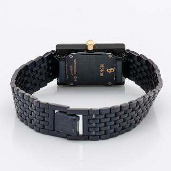 H STERN wristwatch, "Sapphire collection", 18 x 25 mm, quartz movement, 1 diamond, original case, guarantee document.