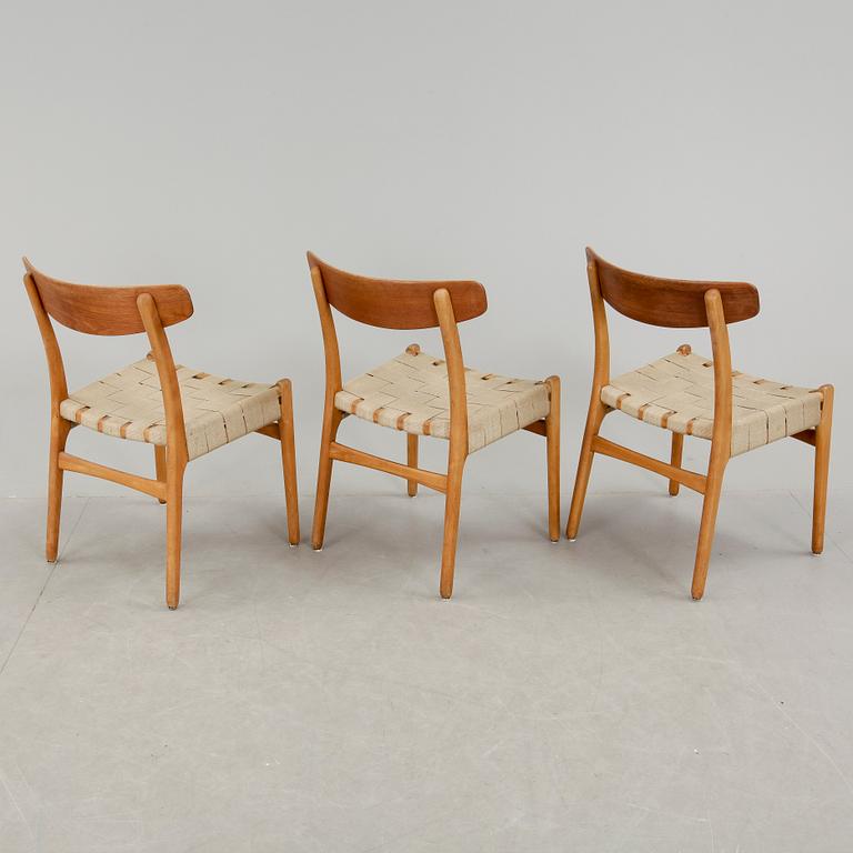 STOLAR, 3 st, Hans J Wegner, "Spisestolen", CH-23, Carl Hansen & Son, Danmark.