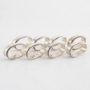 Georg Jensen, servettringar, 8 st, sterlingsilver, Danmark, 1900-talets andra hälft.