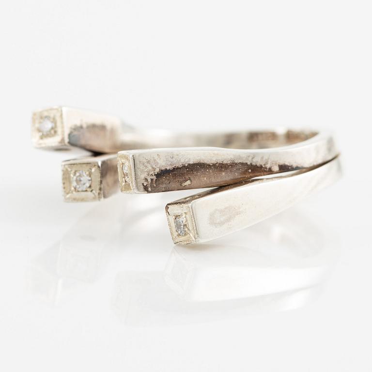 Jan-Christer Lundqvist, ring, sterling silver with white stones, Skövde 1981.