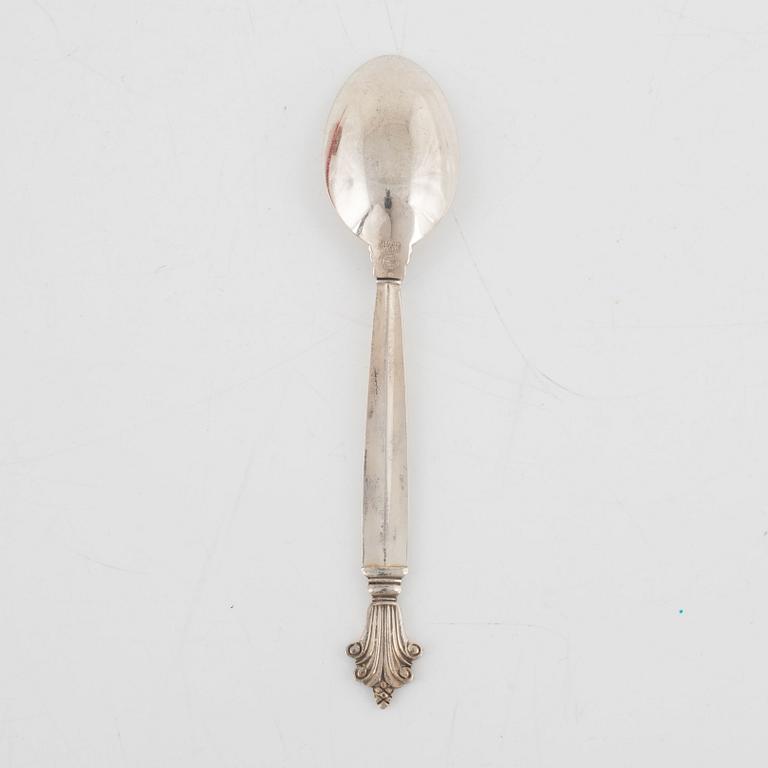 Johan Rohde, eleven 'Acanthus' sterling silver coffee spoons, Georg Jensen, Denmark post 1945.