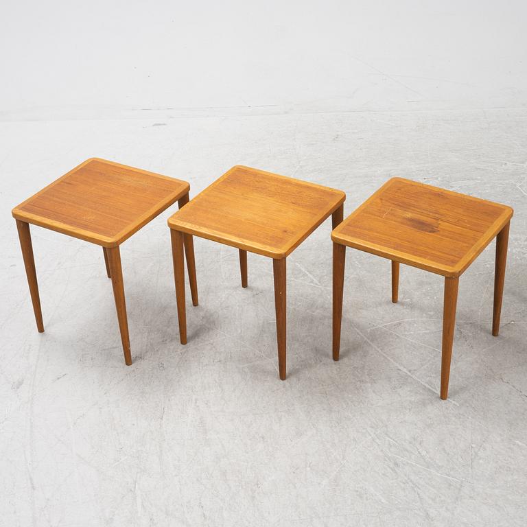 A four piece nesting table, mid 20th century.