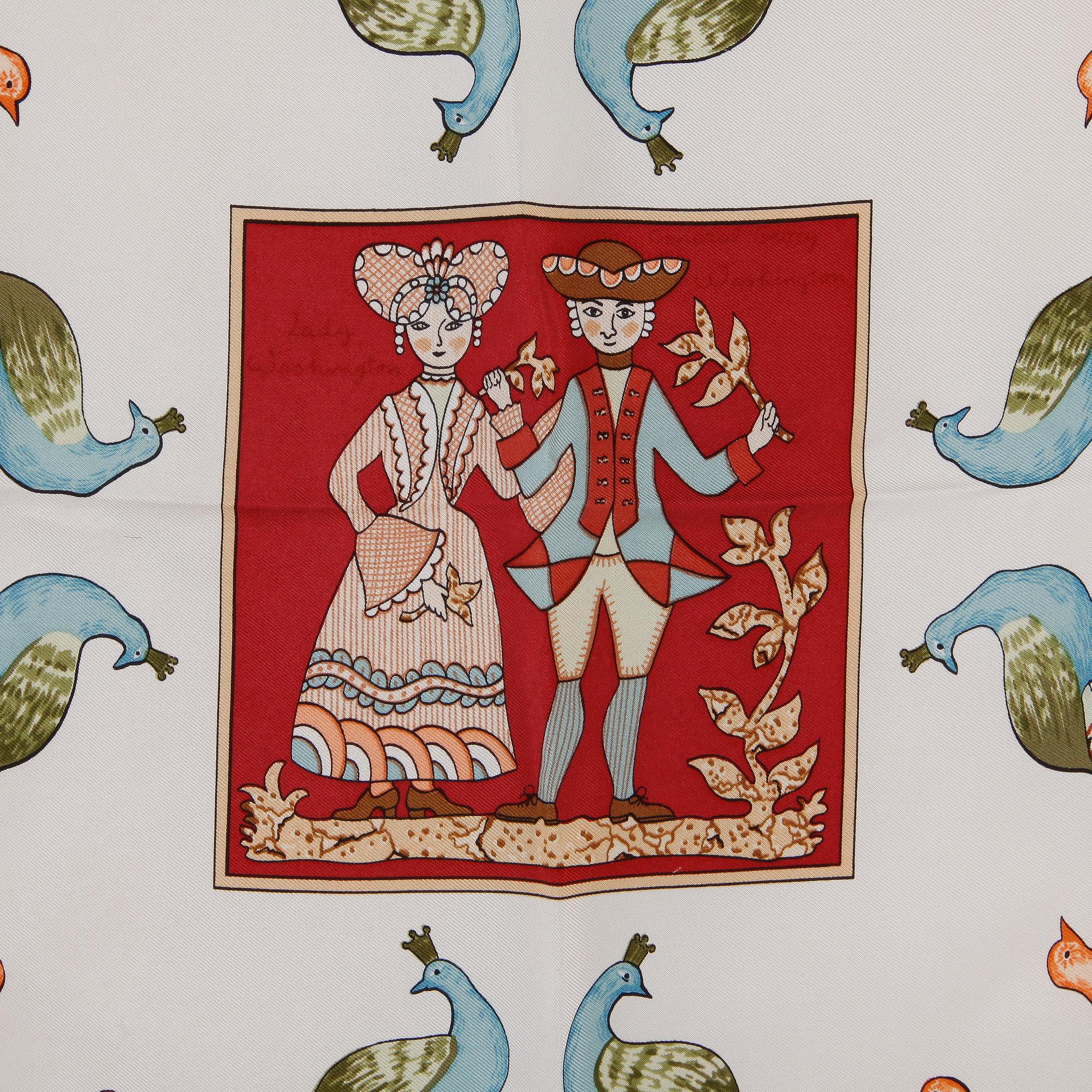 SCARF, siden, "Early America", design Francoise De La Perriere, Hermès, Paris.