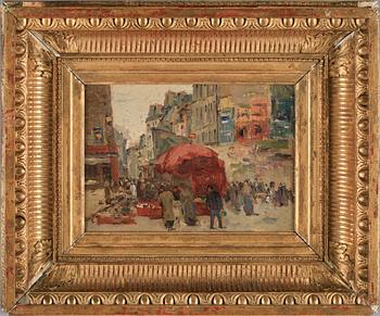 OKÄND KONSTNÄR, olja på pannå, 1900-tal samt ram empire 1800-tal.