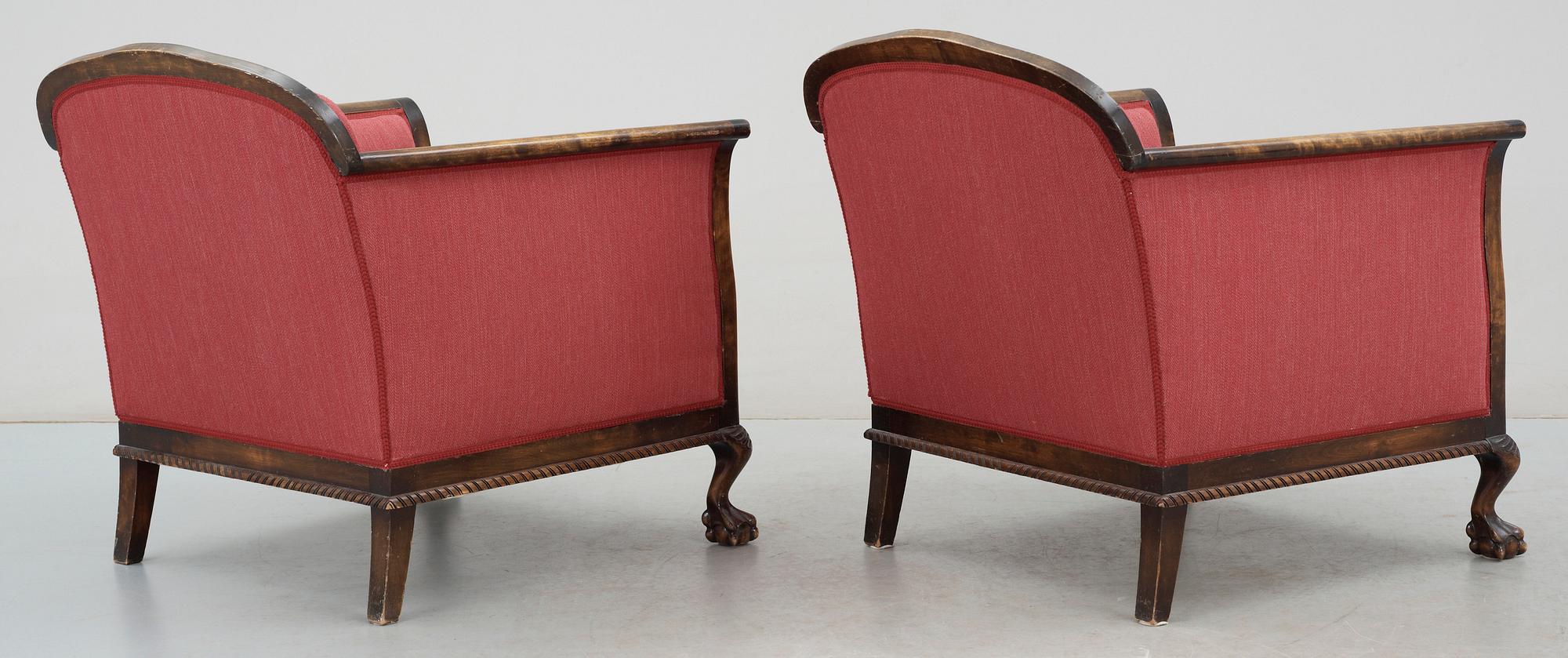 FÅTÖLJER, ett par, 1920/30-tal.