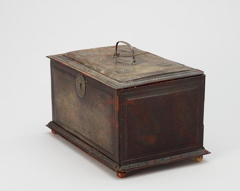 A Baroque 17th century tortoiseshell casket.