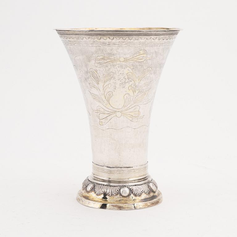 A silver and parcel-gilt beaker, mark of Hans Lyberg, Borås 1810.