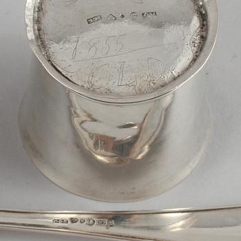 PARTI SILVER, 4 delar, Sverige, 1800-tal respektive 1900-tal, vikt 178 gram.