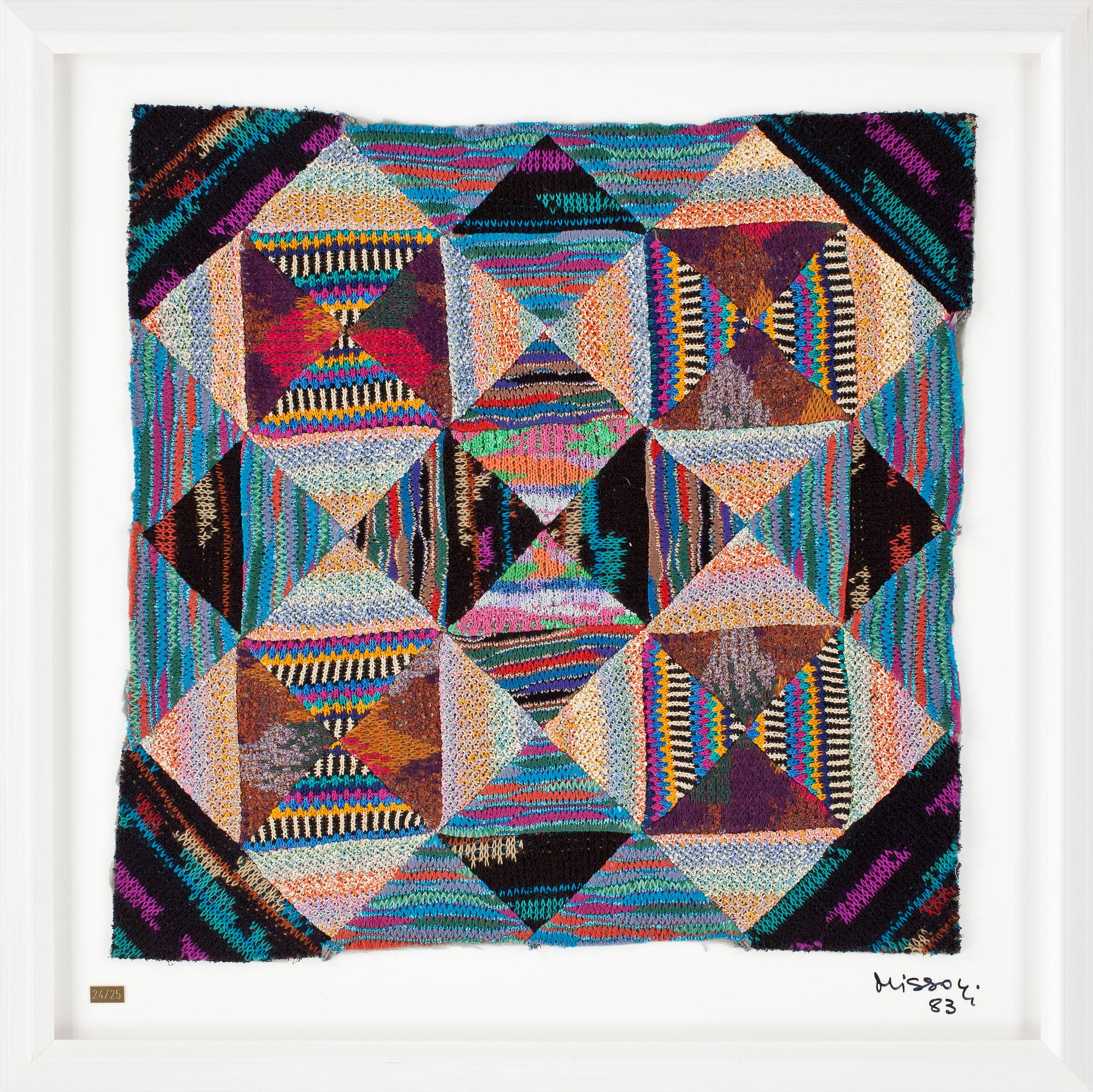 MISSONI OTTAVIO, Multipel, textil på plexiglas, signerad och numrerad 24/25, daterad -83.