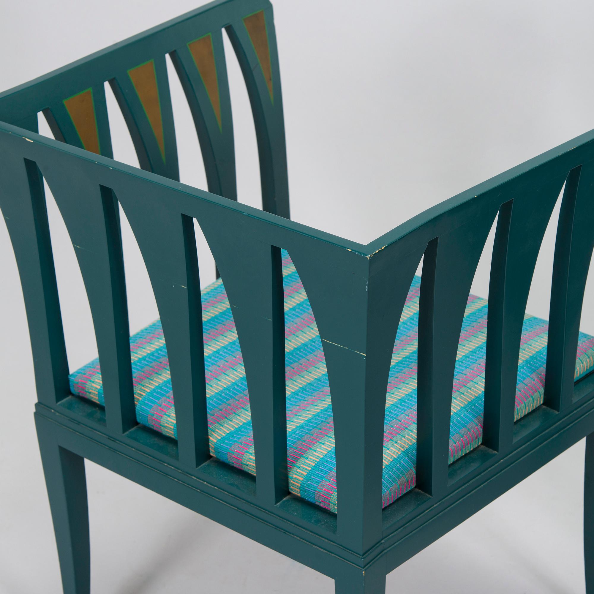 Eliel Saarinen, a pair of 'The Blue Chair' armchairs for Adelta Finland 1980s.