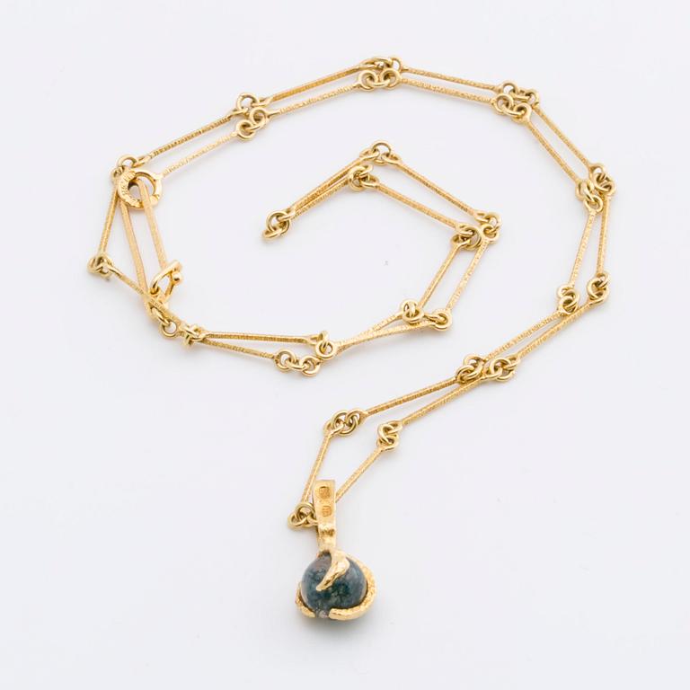 LAPPONIA Björn Weckström COLLIER 18K guld mossagat ca 6 mm, Finland 1982 och 1989.