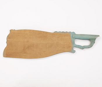 A painted traditional folk art flax knife, attributed to Per Schenler, Norrala, Hälsingland. Dated 1844.