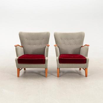 Armchairs, a pair from the 1940s/50s.