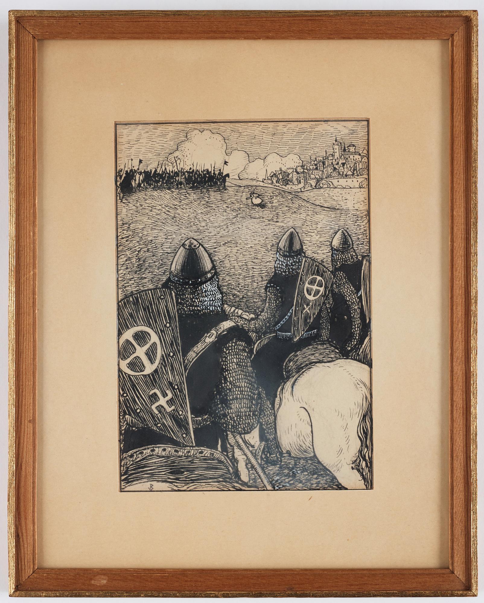 John Bauer, Stridsscen med riddare.