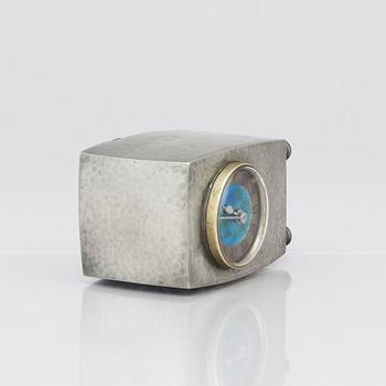 An Arts & Crafts Liberty & Co Tudric pewter and enamel timepiece, model no.0756.