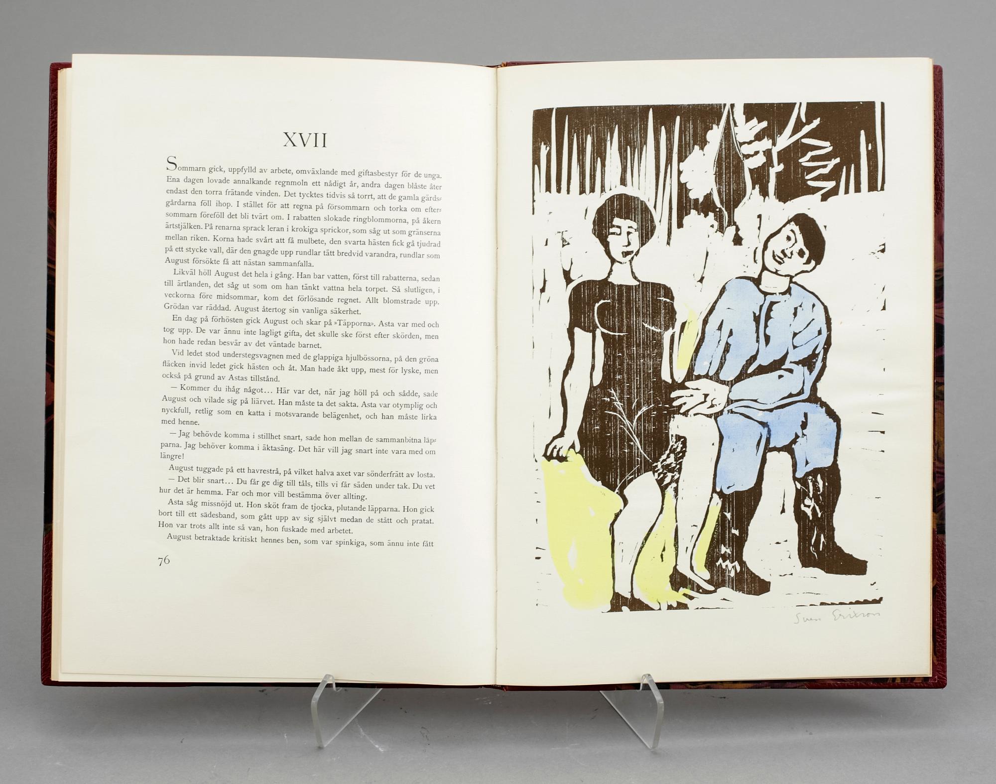 BOK, "Stad och land" av Ivar Lo-Johansson med 12 träsnitt  av Sven X:et Ericson. Signerad och numrerad.