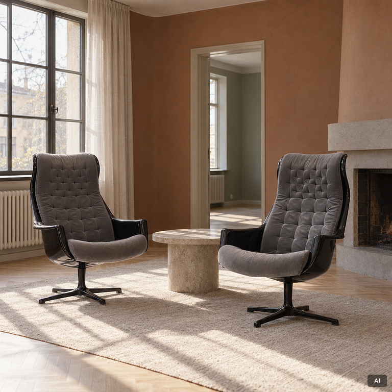 Alf Svensson, & Yngve Sandström, a pair of 'Galaxy/Form 8' armchairs, DUX, 1970s.