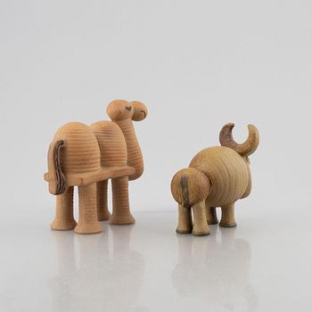 Lisa Larson, two stoneware figurines, 'Buffel' and 'Kamel' from the 'Jura' series, Gustavsberg.