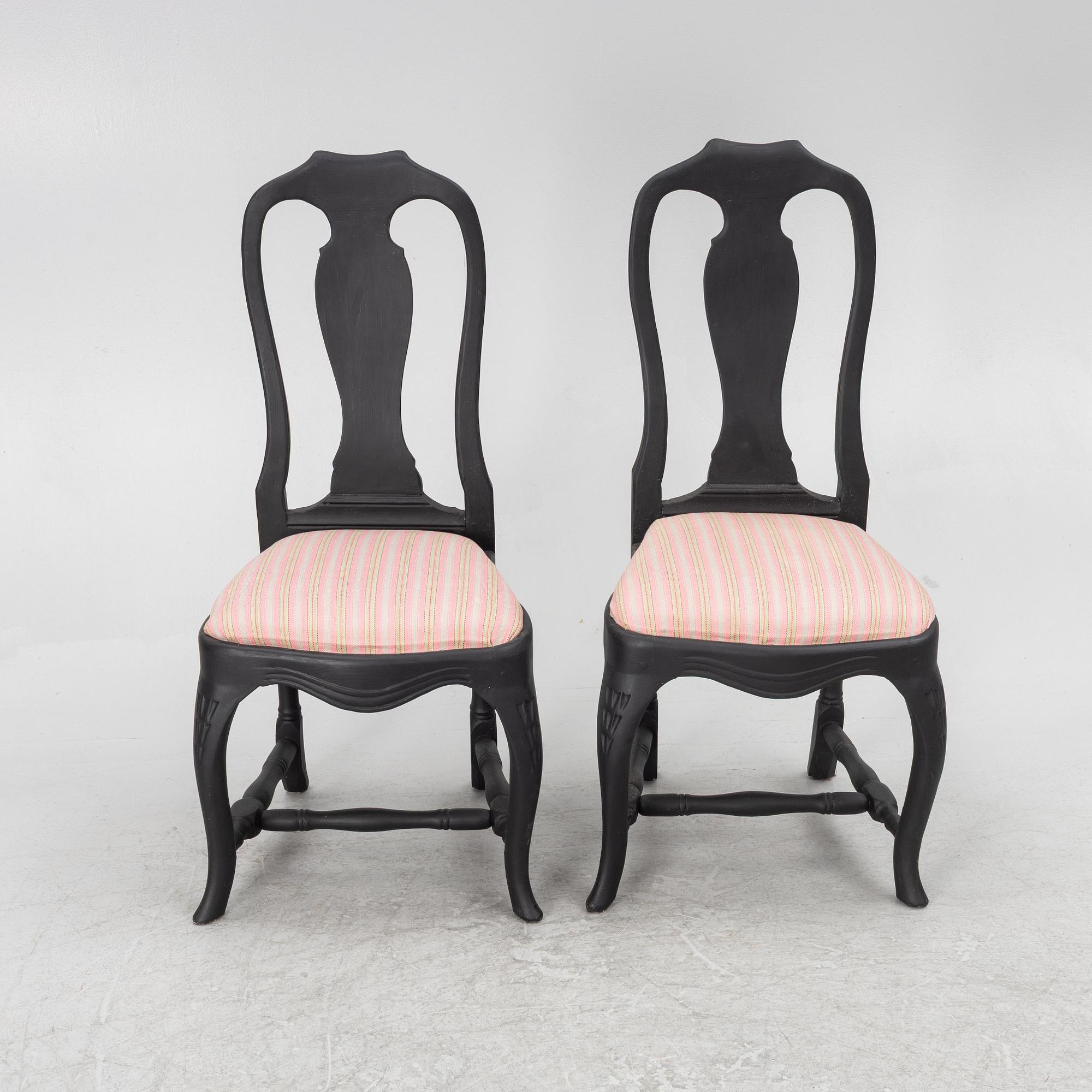 A pair of rococo chairs, mid 18th century.