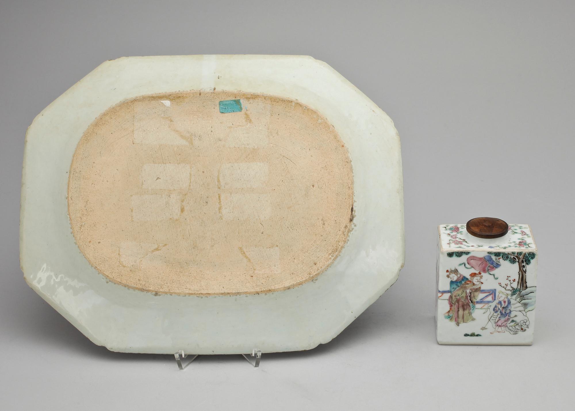 STEKFAT samt TÉDOSA, porslin, Kina, 1700/1800-tal.