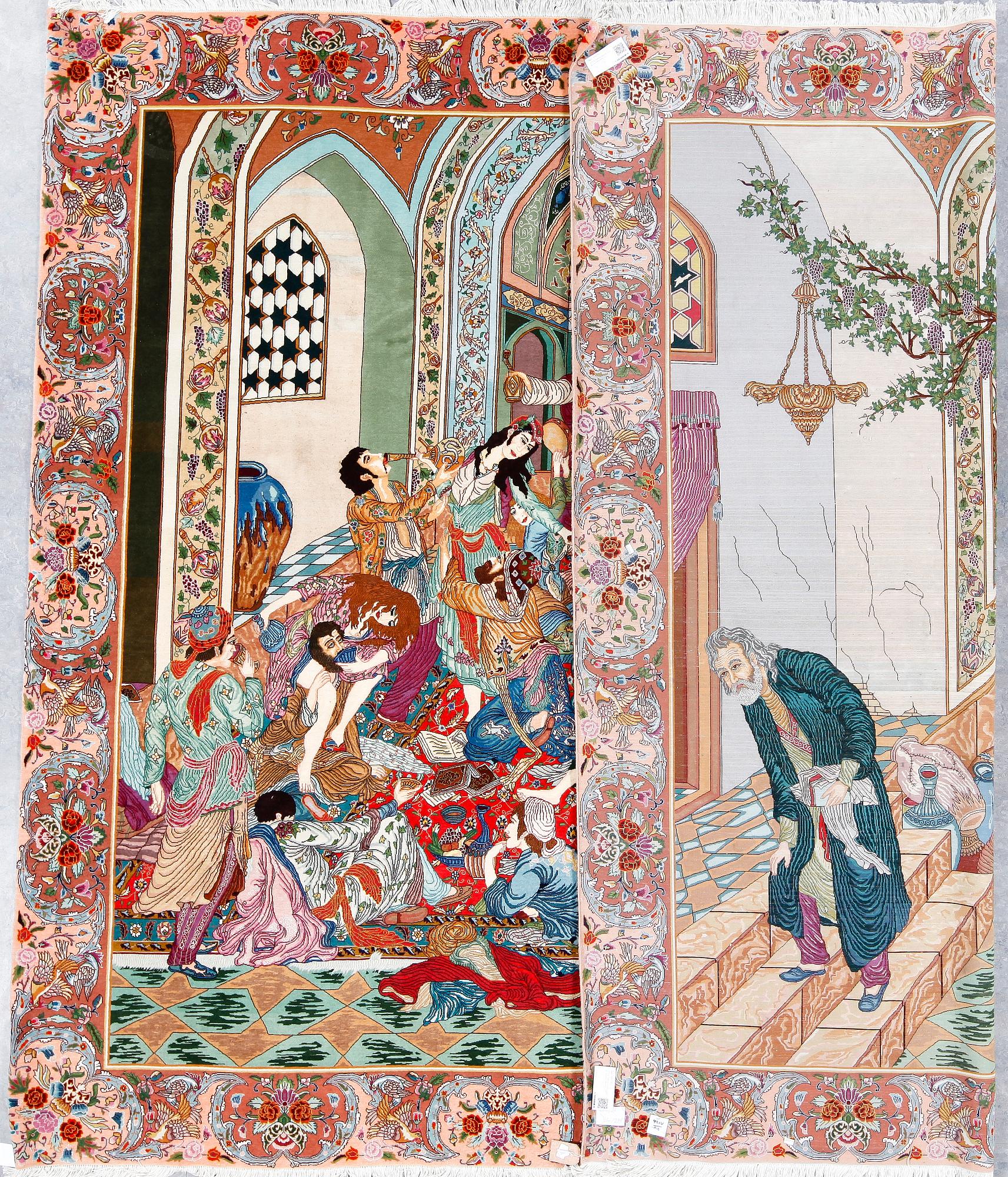 MATTA, Täbris, figural, part silk, ca 246x299 cm.