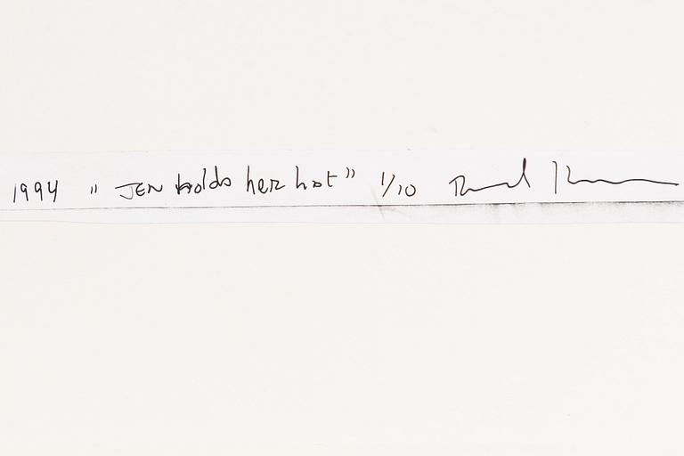 Richard Kern, "Jen S. Holds her hat, 1994".