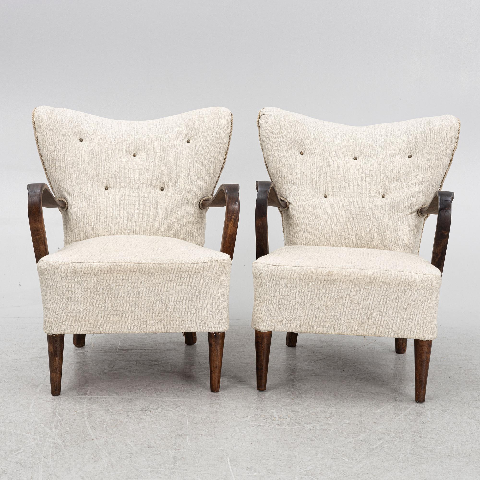 Fåtöljer, ett par, Swedish Modern, 1940-tal.