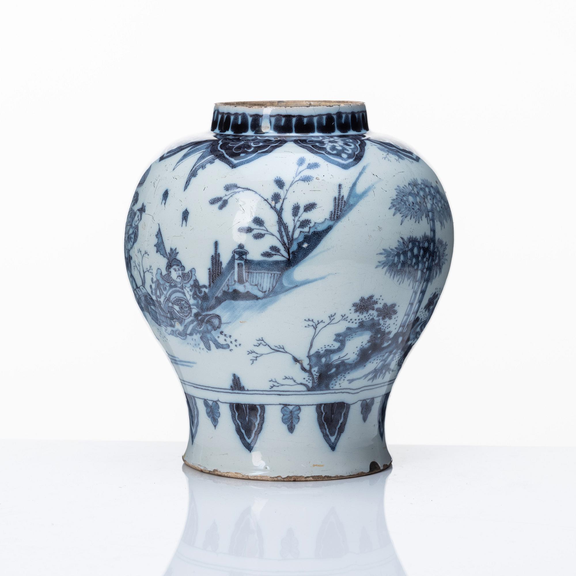A Dutch faince jar, late 17th Century.