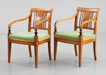 SOFFA samt KARMSTOLAR, 2 st, Karl Johan, 1800-talets första hälft.