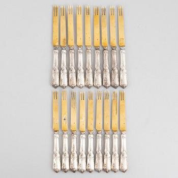 A set of French silver escargot forks, mark of Charles Barrier, Paris, active 1905-23 (18 pieces).