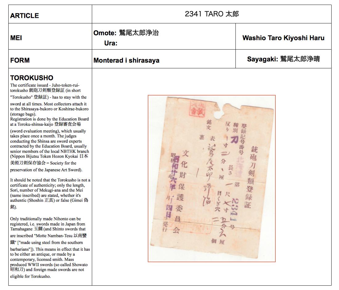 JAPANSKT SVÄRD, stål, sign Iwashiro Taro, period Muromachi/ Momoyama (1392-1615).