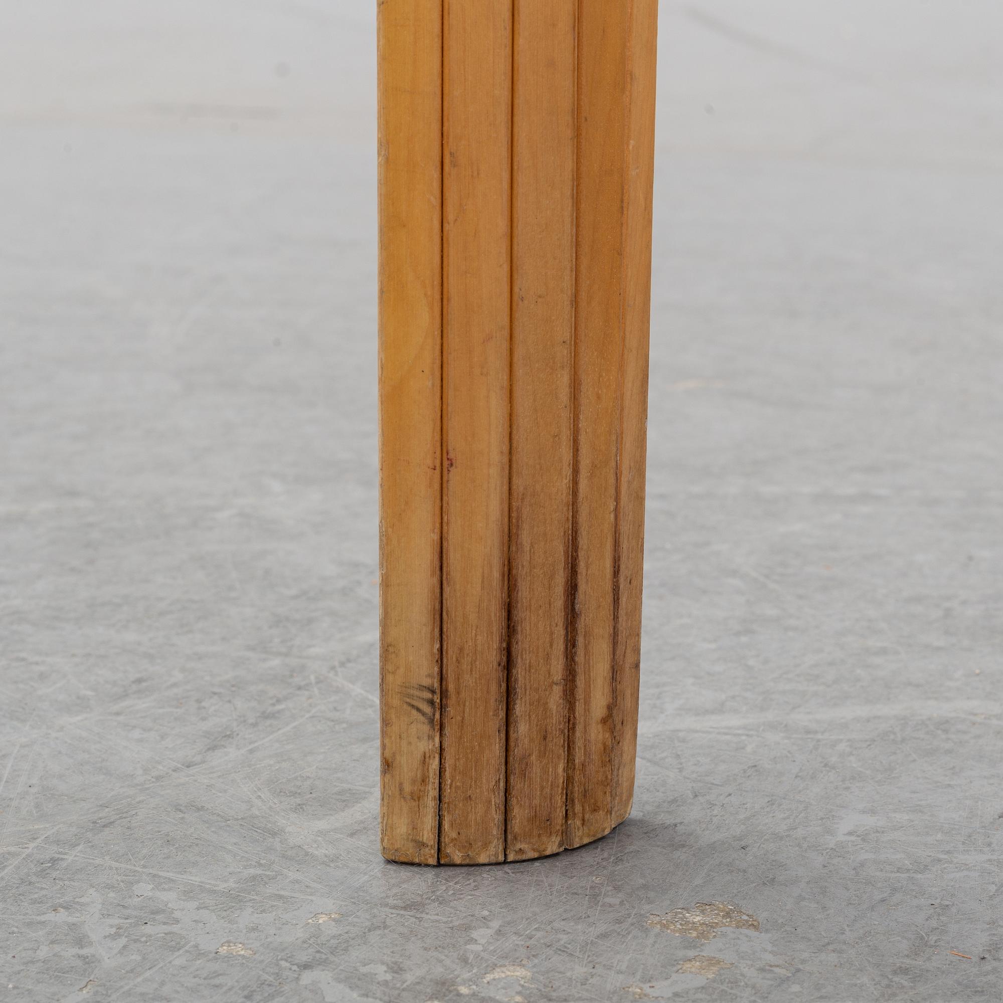 Alvar Aalto, a birch and leather stool, Artek, second half of the 20th century.