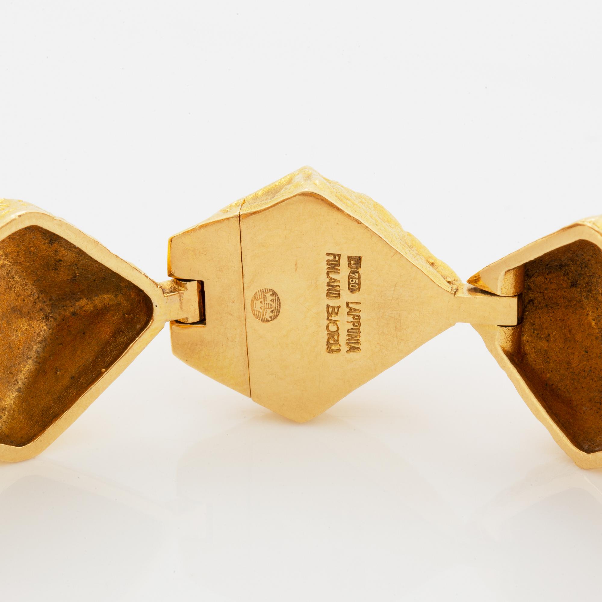 Björn Weckström, armband, "Lapplands stenar", 18K guld.