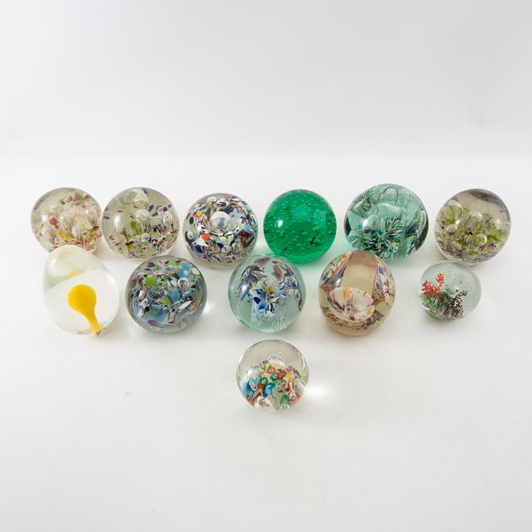 Letter weights 12 pcs glass 20th century.