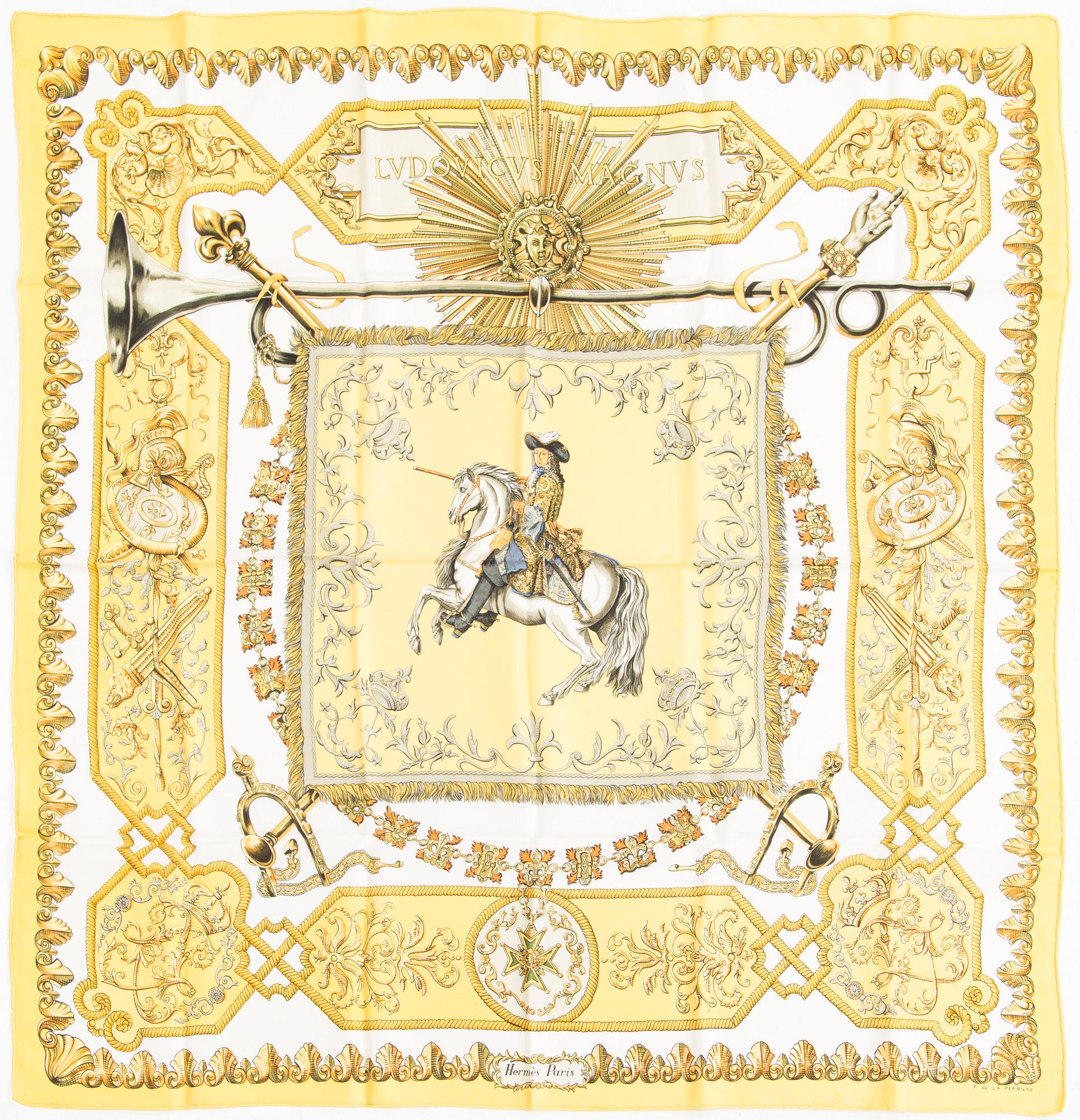 Hermès, a 'Ludovicus Magnus' silk scarf.