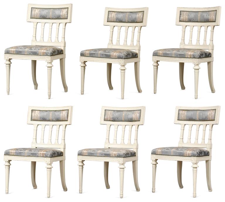 Six late Gustavian chairs by E. Ståhl.