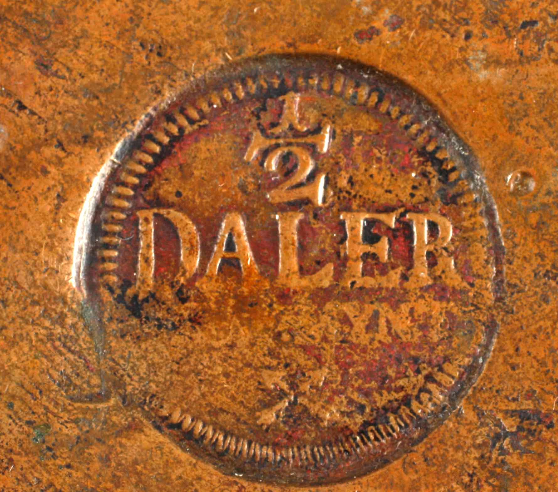 PLÅTMYNT, koppar, 1/2 daler, Konung Fredrik I av Sverige, 1750.