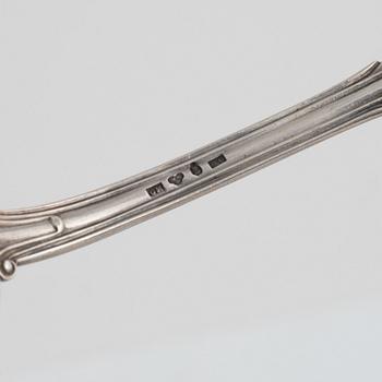 Bestick, 20 st, silver, olika modeller, bl a av Gustaf Israel Lyberg, Eksjö 1831.