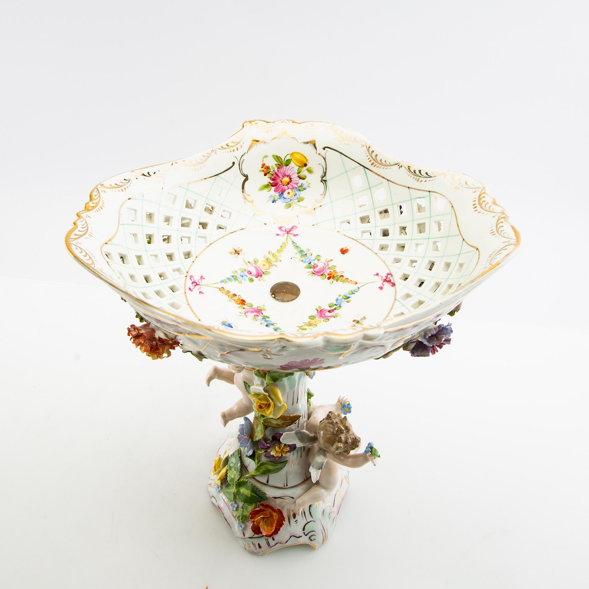 Two  bowls Rococo style Dresden Germany porcelain mid-20th century.