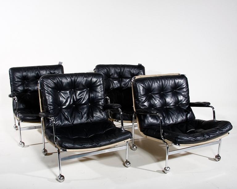 FÅTÖLJER, 4 st, "Karin", Bruno Mathsson.