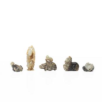 A group of five Chinese stone figures, 20th century.