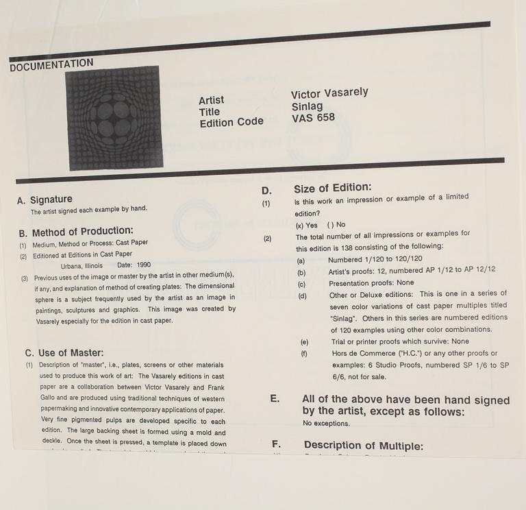 VICTOR VASARELY, färgserigrafi/blandteknik, signerad och numrerad 64/120.