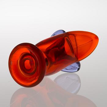 OIVA TOIKKA, GLASFÅGEL. Flugsnappare. Sign. Oiva Toikka Nuutajärvi Notsjö. Tidigt 1970-tal.