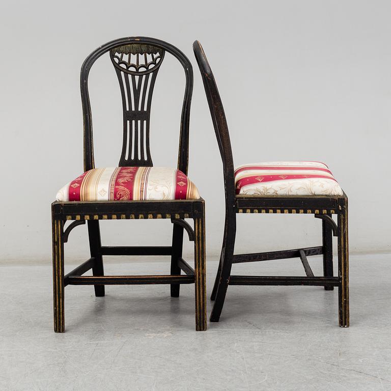 A pair of late Gustavian chairs, circa 1800.