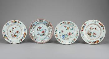 TALLRIKAR, 4 st, porslin, Kina, 1700-tal.