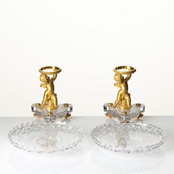 A pair of gilt-bronze and cut glass Louis XVI-style tazze by Baccarat, Paris, late 19th century.