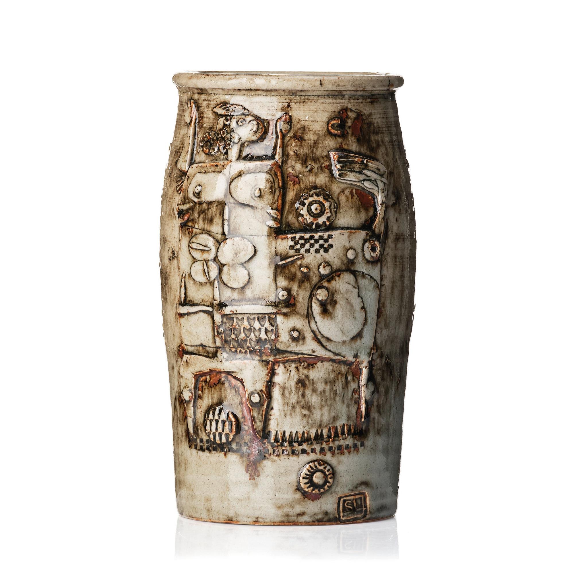 Stig Lindberg, a stoneware vase, Gustavsberg studio, Sweden 1960.